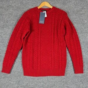 Pendleton Men's Fisherman Red Shetland Wool Cable Knit Sweater Size XS $179 MSRP